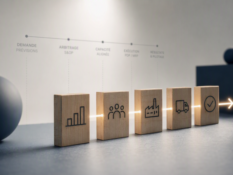 Processus S&OP reliant la prévision de la demande, l'arbitrage capacitaire et l'exécution industrielle